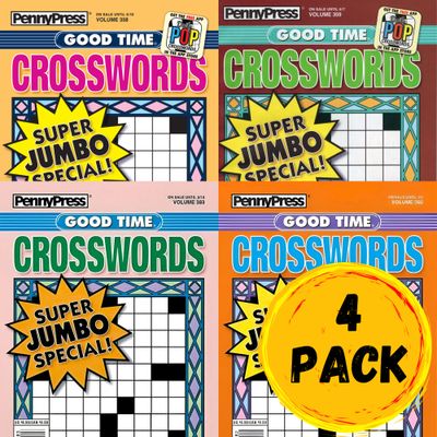 Lot of 4 Dell Penny Press Good Time Super Jumbo Crossword Puzzle Books