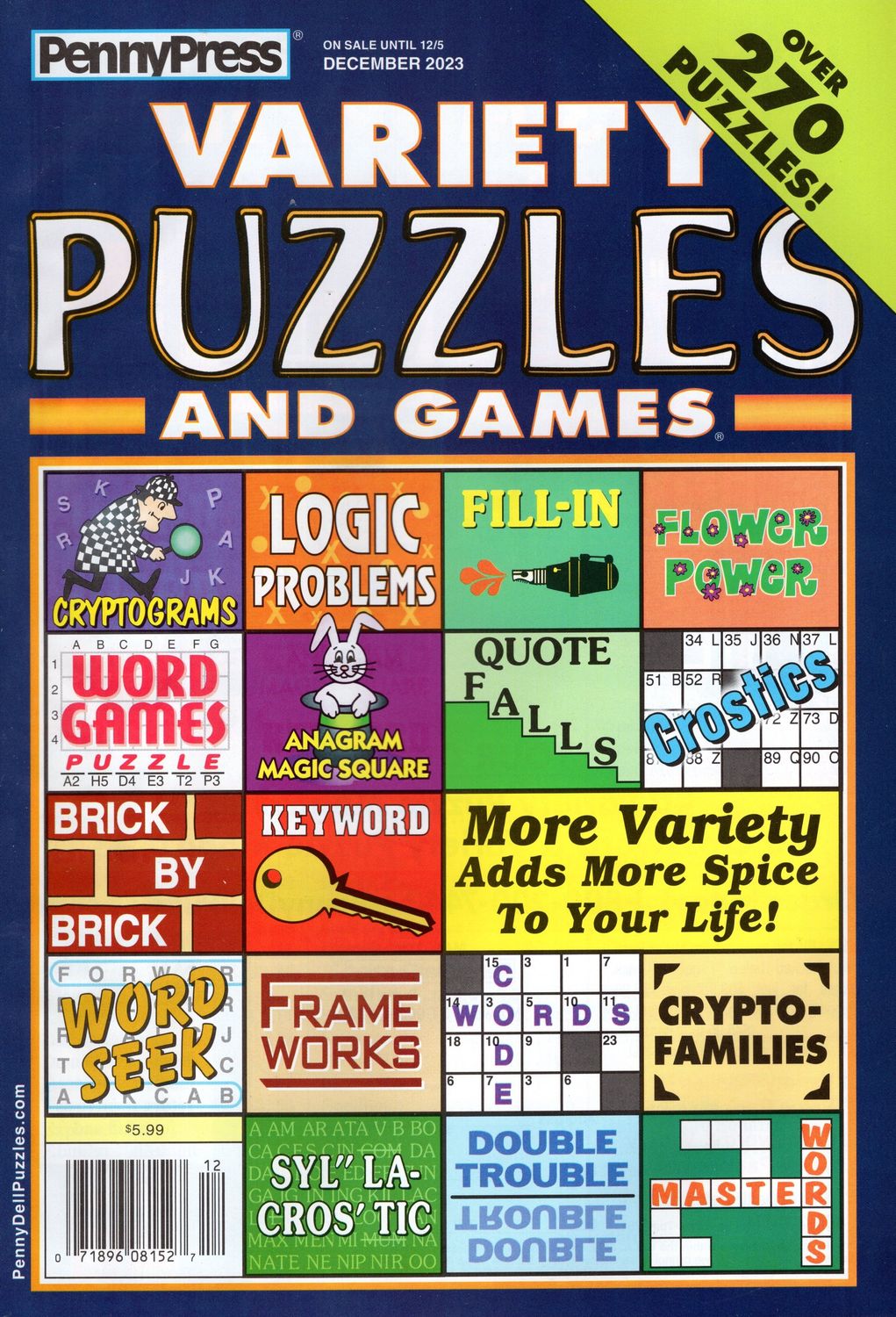 Variety Puzzles and Games December 2023 -puzzle book store