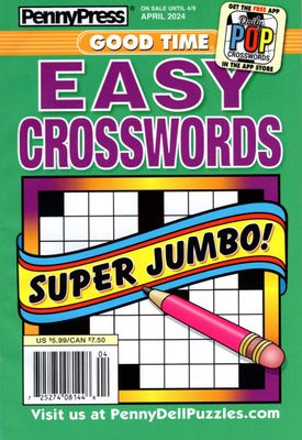 PennyPress Good Time EASY Crosswords April 2024 -puzzle book store