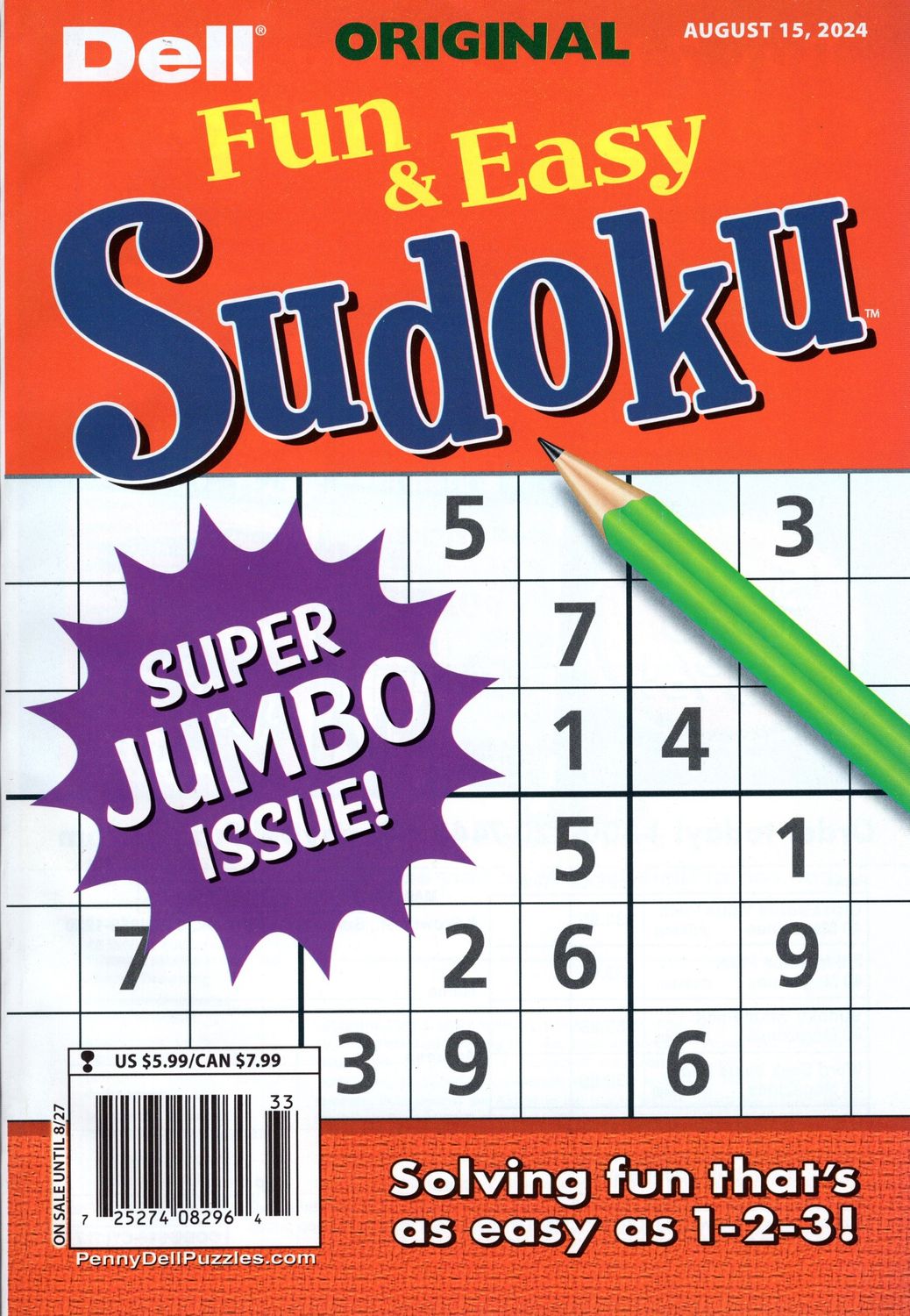 Dell Original Fun and Easy Sudoku August 2024 -puzzlebookstore.com