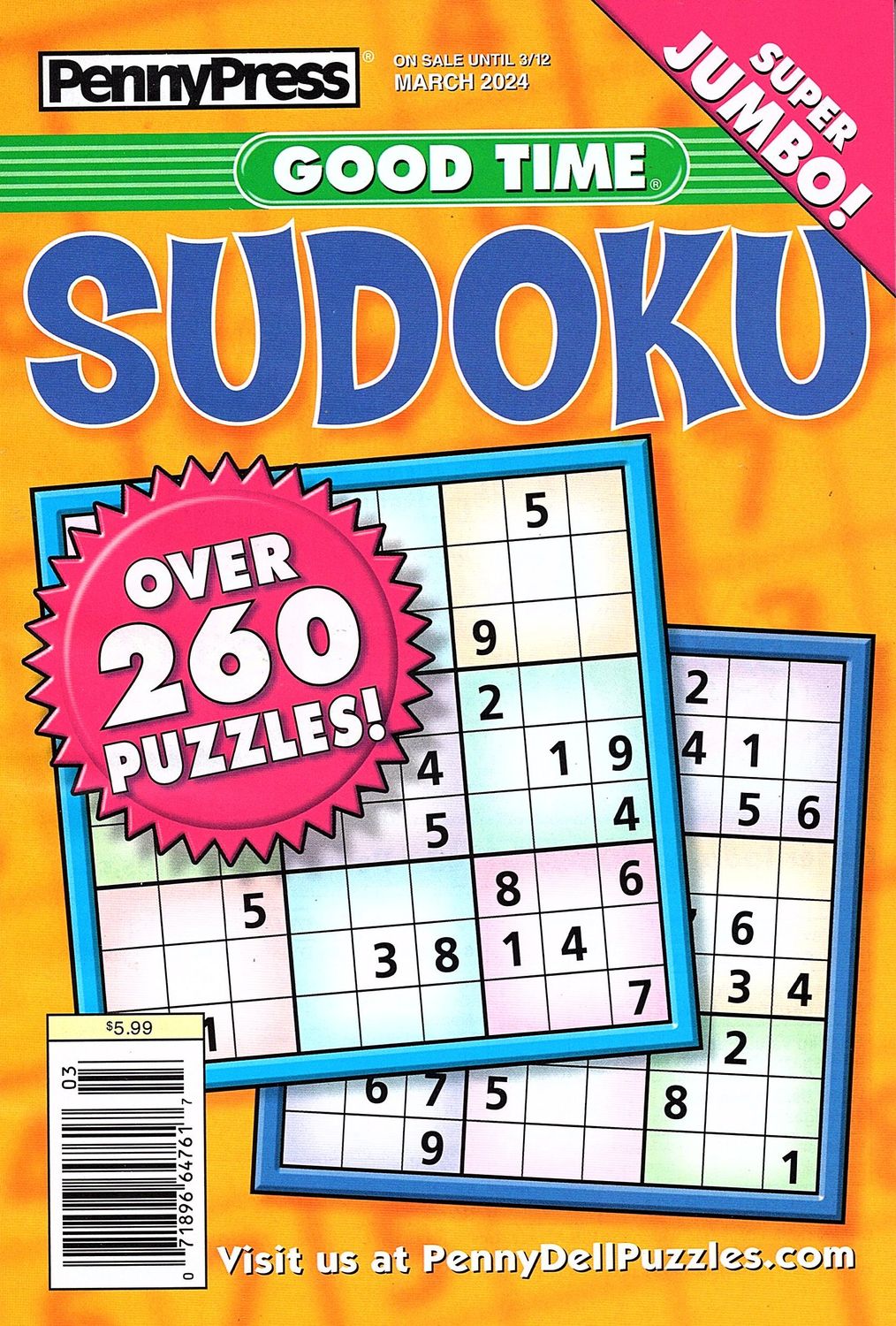 PennyPress Good Time Sudoku March 2024 | Sudoku Puzzle Books
