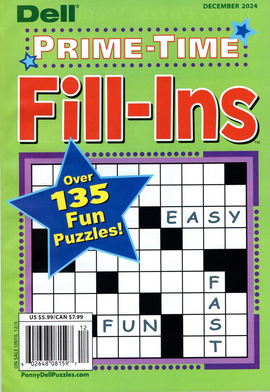 puzzle book store- Dell Prime-Time Fill-Ins December 2024