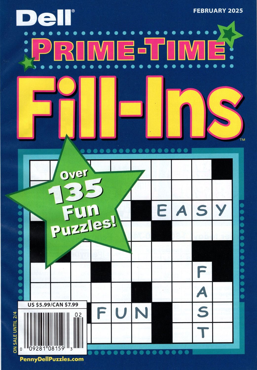 Dell Prime-Time Fill-Ins February 2025 - puzzle book store