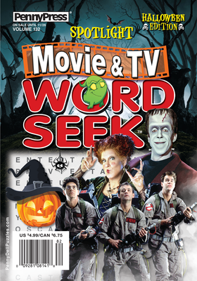 Spotlight Movie &amp; TV Word Seek Volume 132: Halloween Edition - Word Seeks showcasing your favorite stars, movies, and TV shows – popular entertainment themes the whole family will enjoy! Puzzles include Missing Vowels, Quotables, Places Please, Zigzag, and many more.