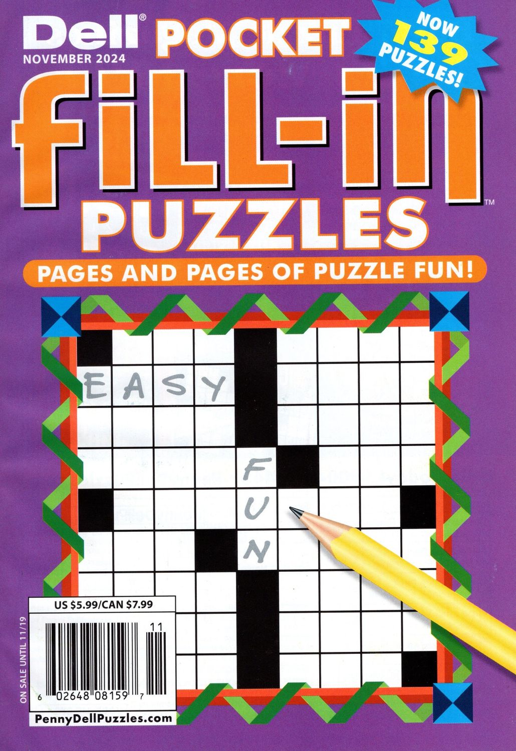 Dell Pocket Fill-In Puzzles November 2024 - we offer a vast selection of puzzle books.