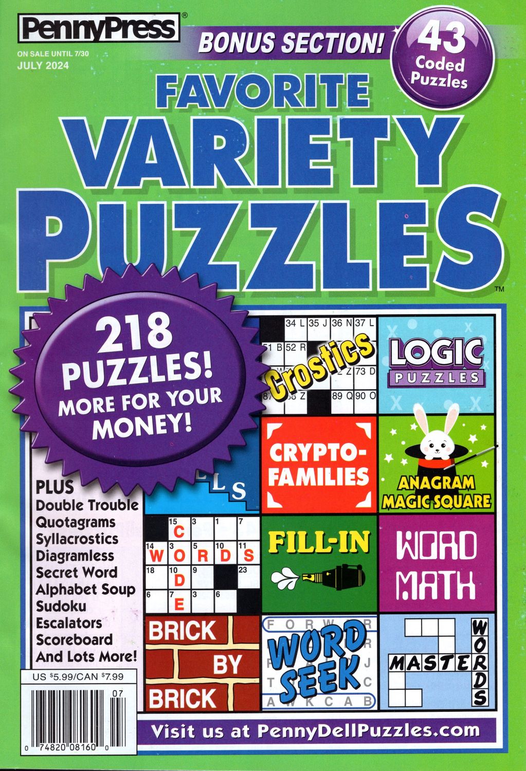 Penny Press Favorite Variety Puzzles July 2024