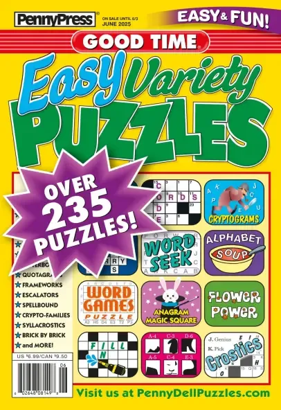 Good Time Easy Variety Puzzles June 2025 - puzzlebookstore.com - 