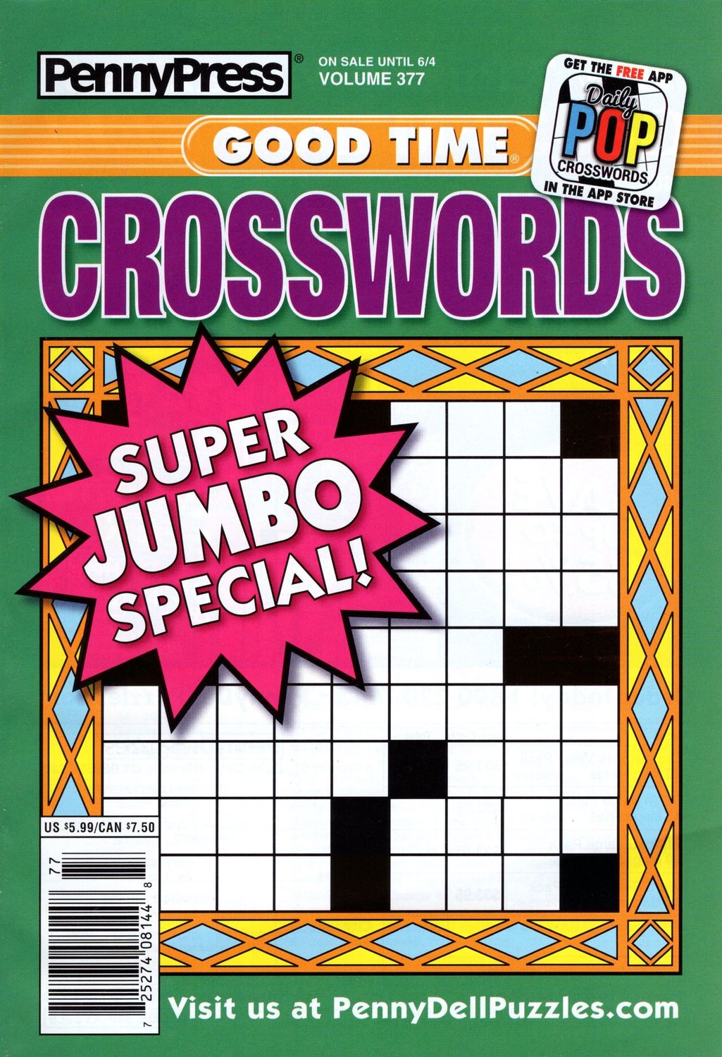PennyPress Good Time Crosswords Puzzle Book #377, June 2024