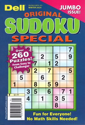 Dell Original Sudoku Special Winter 2024 - puzzle book stores - over 260 puzzles ranging from easy to challenger difficulty.