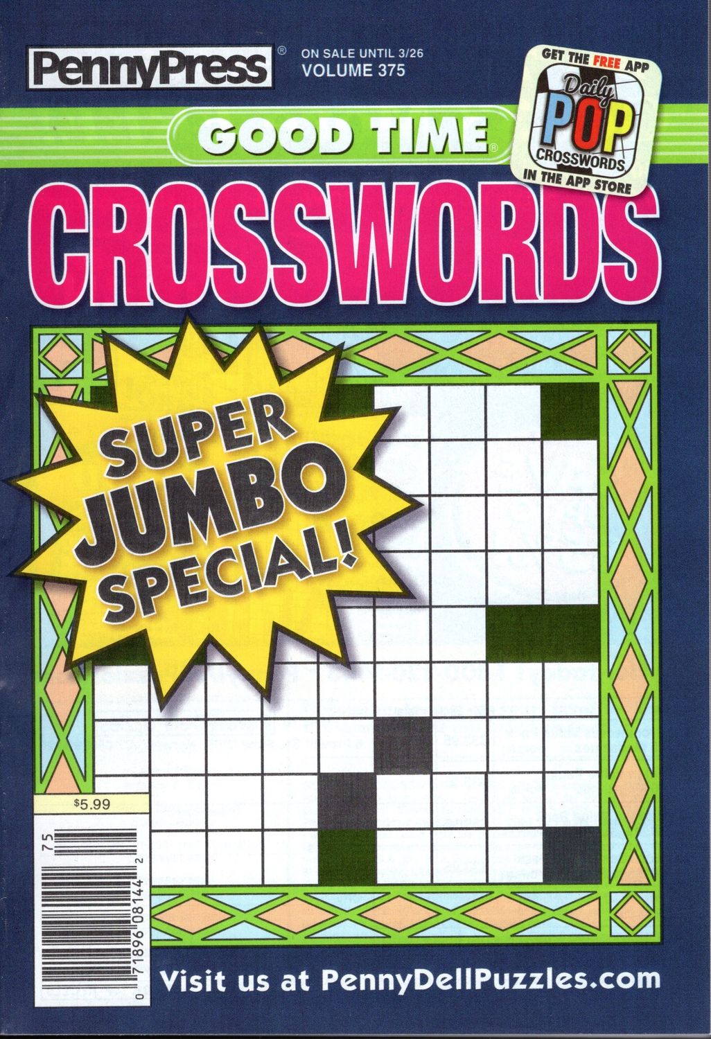 PennyPress Good Time Crosswords Puzzle Book #375, March 2024