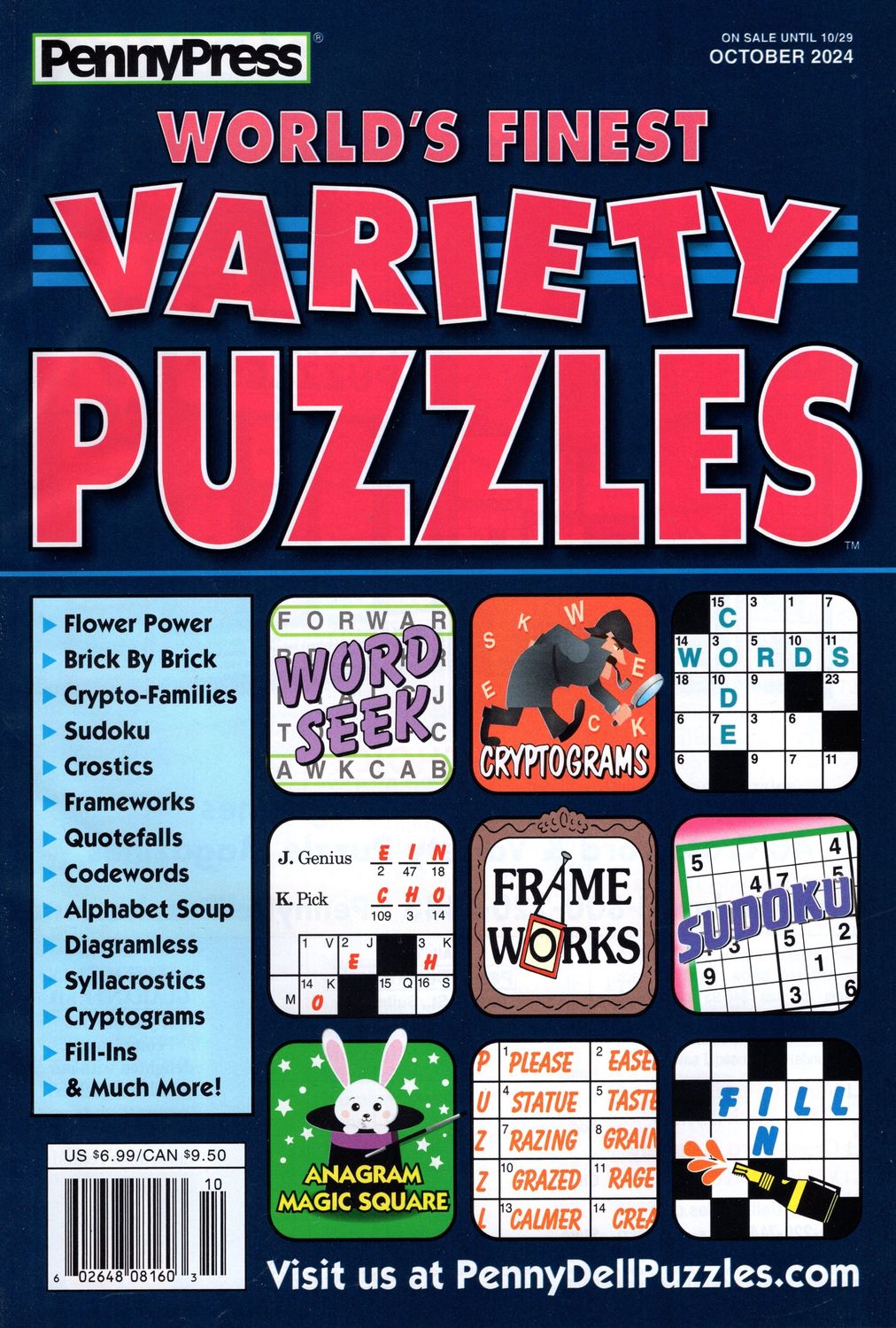 World’s Finest Variety Puzzles October 2024 -  this quarterly publication is entirely in English and suitable for puzzle enthusiasts worldwide. Whether you&#39;re looking for a fun way to pass the time or you want to keep your brain sharp, the World&#39;s Finest Variety Puzzles has something for everyone. Subscribe now to get your hands on this fantastic magazine!