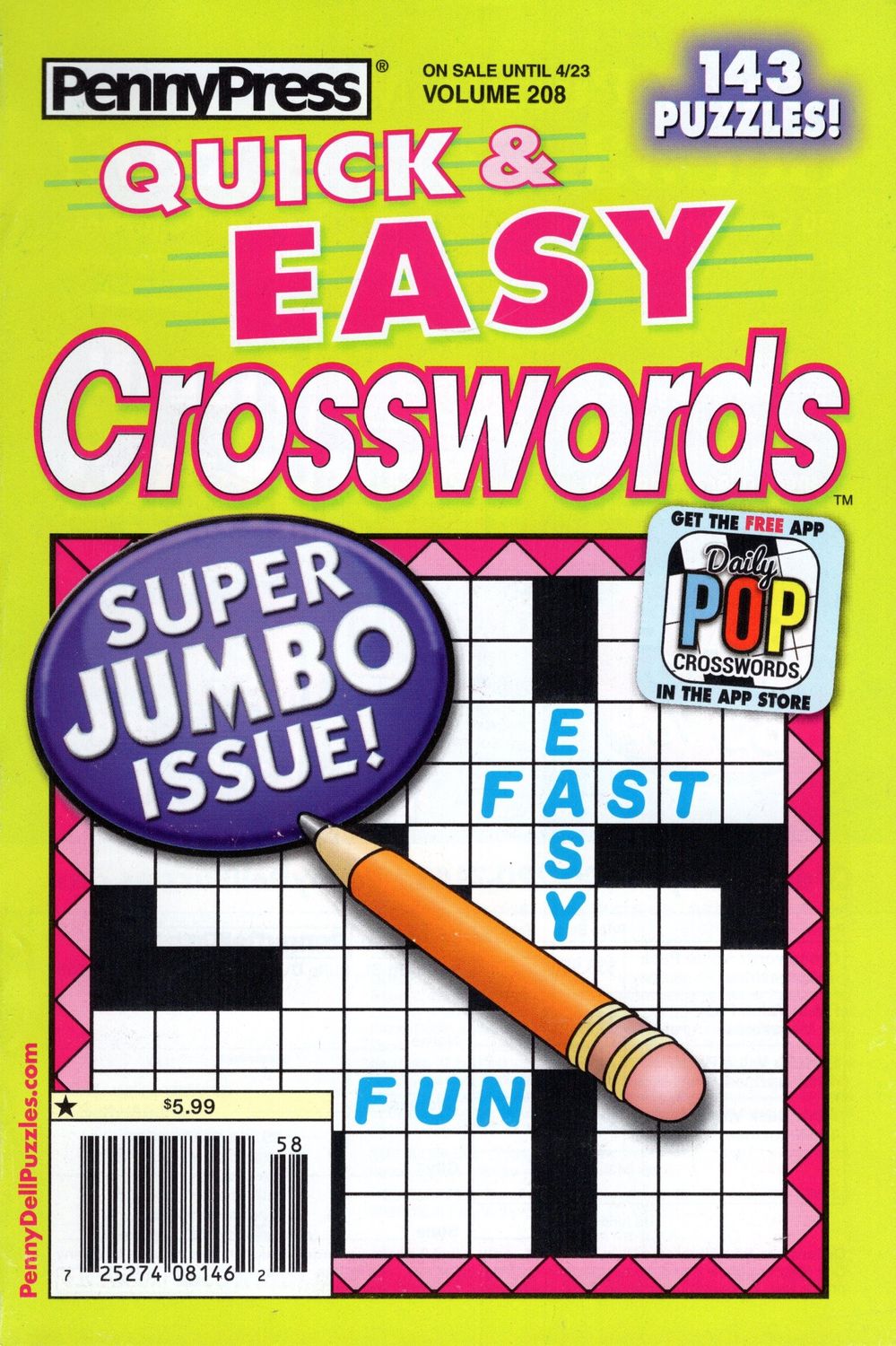 PennyPress Quick &amp; Easy Crosswords April 2024 (208)