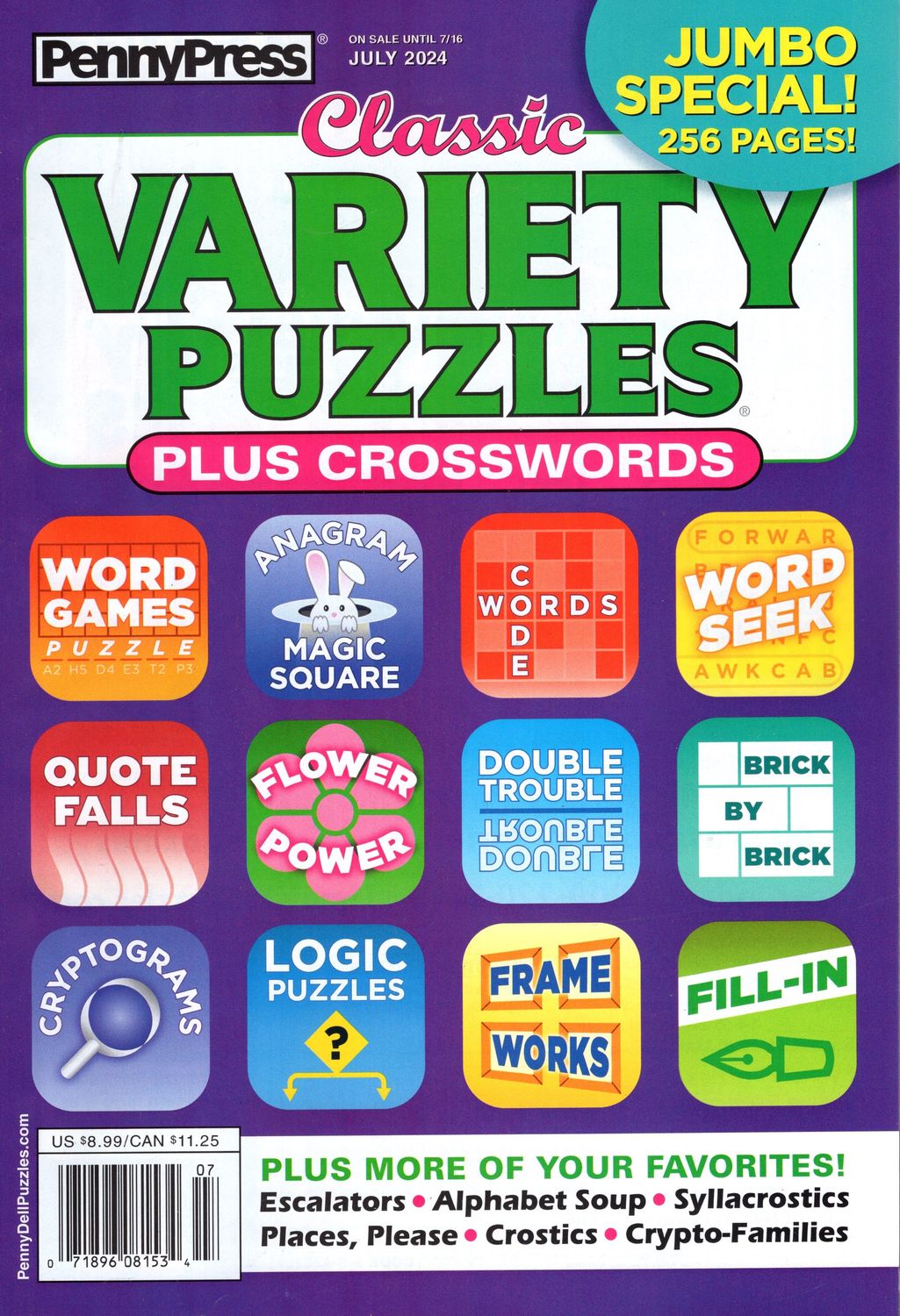 PennyPress Classic Variety Puzzles Plus Crosswords July 2024