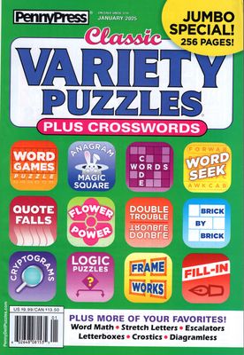 PennyPress Classic Variety Puzzles Plus Crosswords January 2025