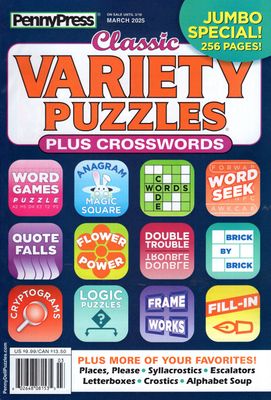PennyPress Classic Variety Puzzles Plus Crosswords March 2025