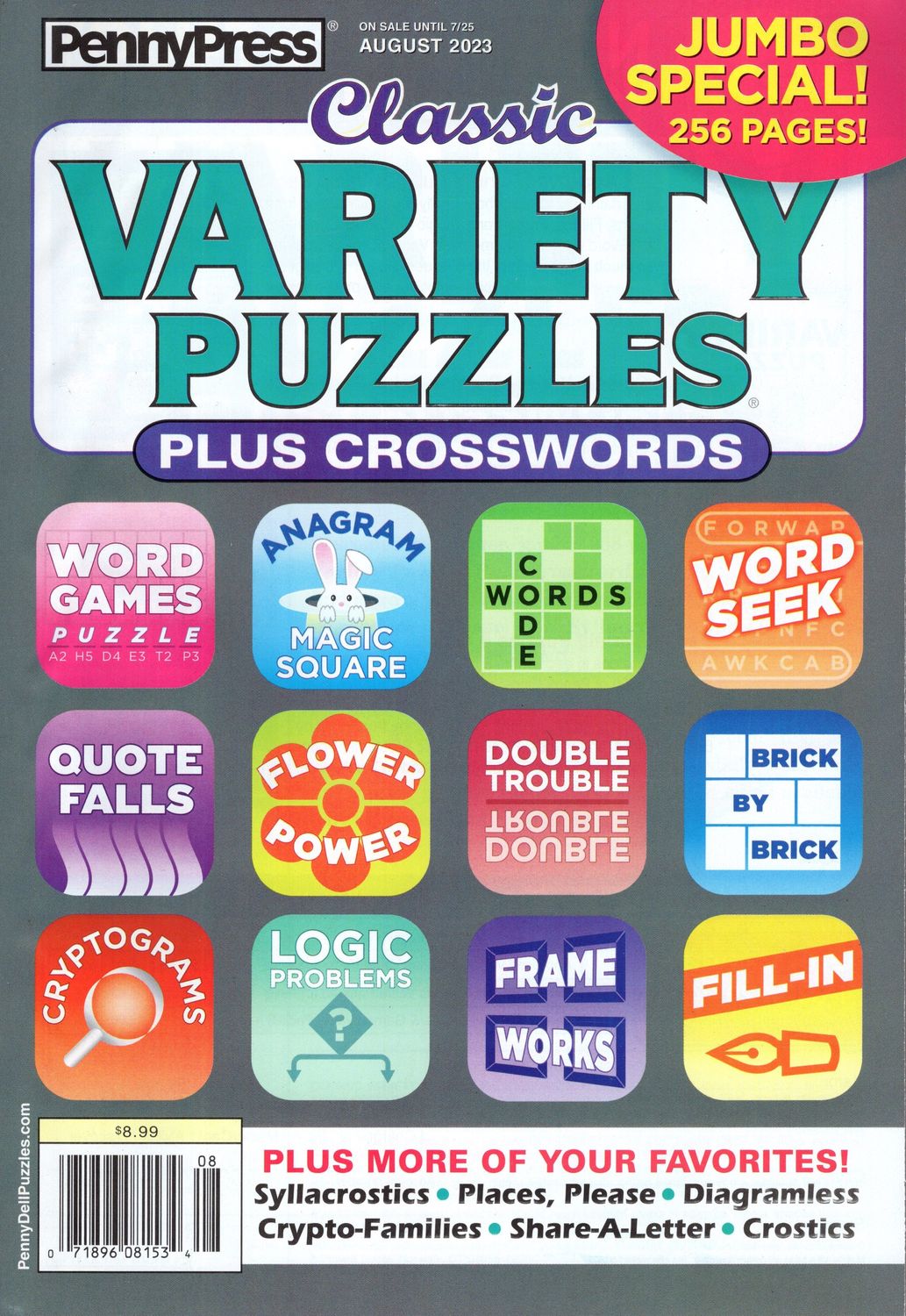 PennyPress Classic Variety Puzzles Plus Crosswords August 2023