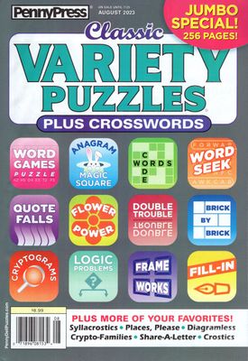 PennyPress Classic Variety Puzzles Plus Crosswords August 2023