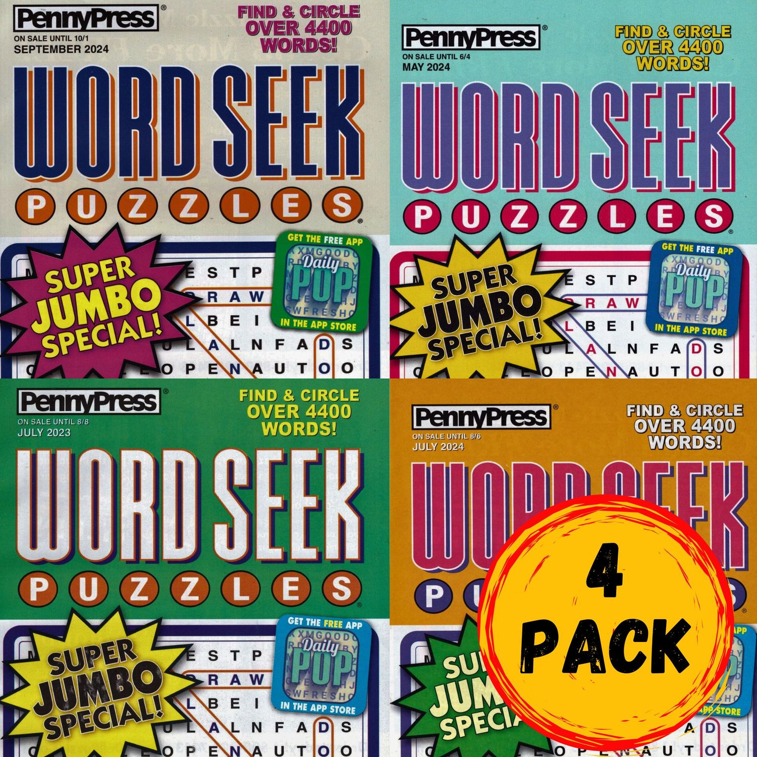 PennyPress Word Seek Puzzles 4-Pack