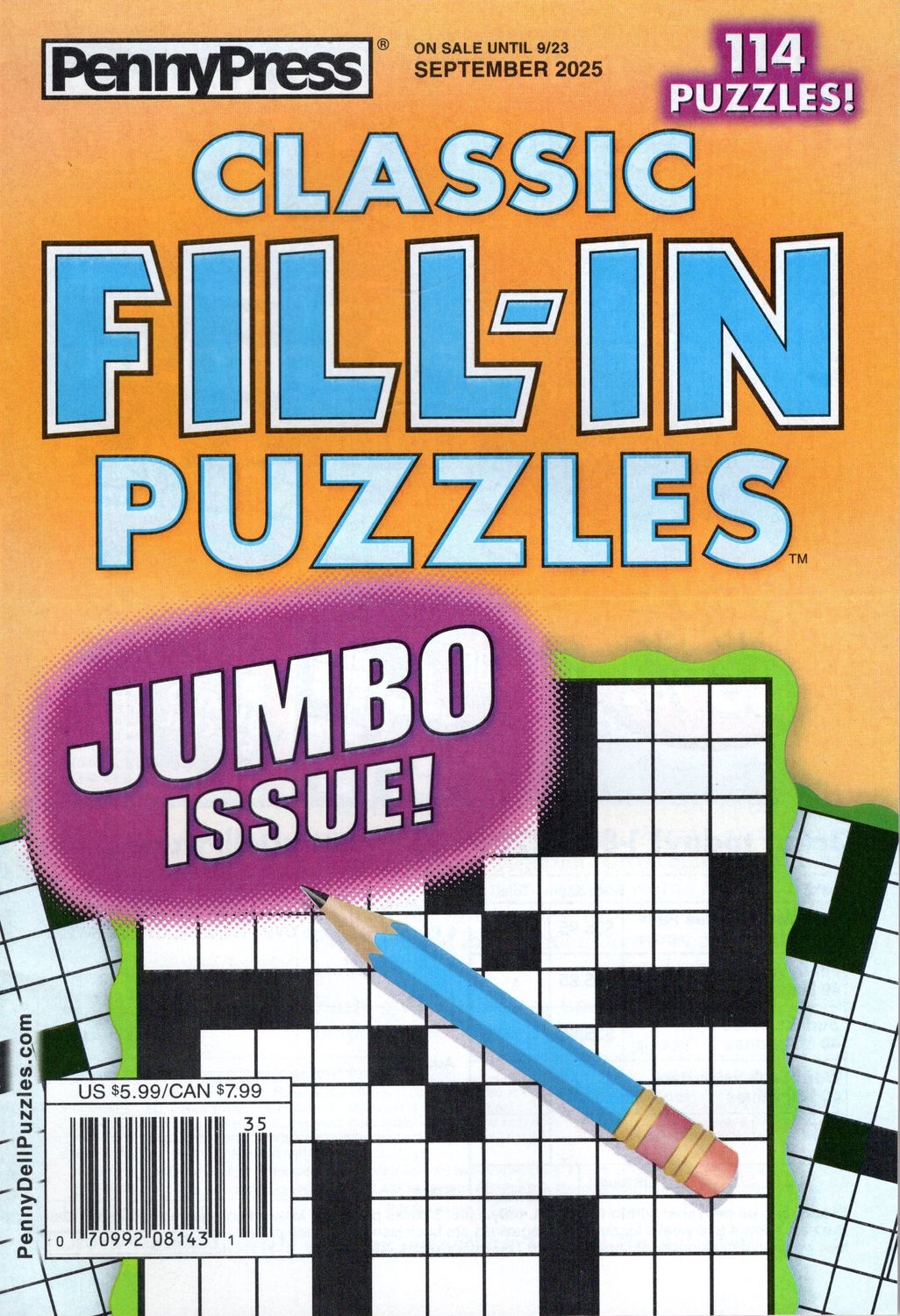 PennyPress Classic Fill-In Puzzles September 2025