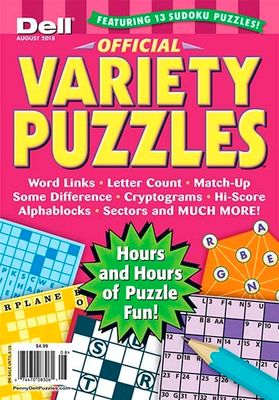 Dell Official Variety Puzzles Subscription -Anacrostics, Cryptoquizzes, Sudoku, Solicrosses, Collectibles, Petal Puzzles, and Tanglewords, plus too many more to mention. 