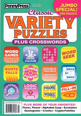 PennyPress Classic Variety Puzzles Plus Crosswords July 2025