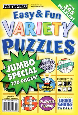 Puzzle Book Store | Easy &amp; Fun Variety Puzzles November 2025