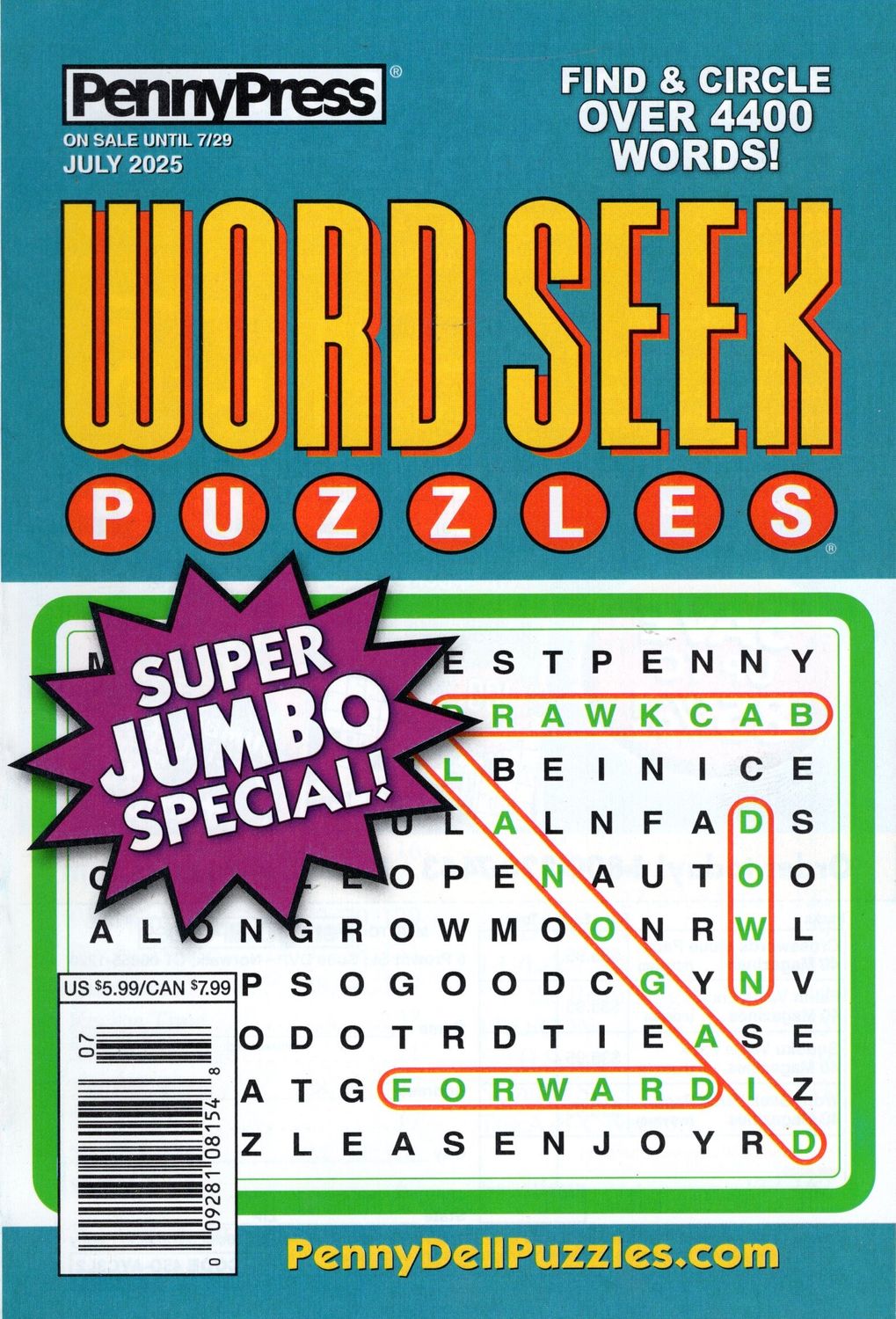 PennyPress Word Seek Puzzles July 2025 | Puzzle Book Store