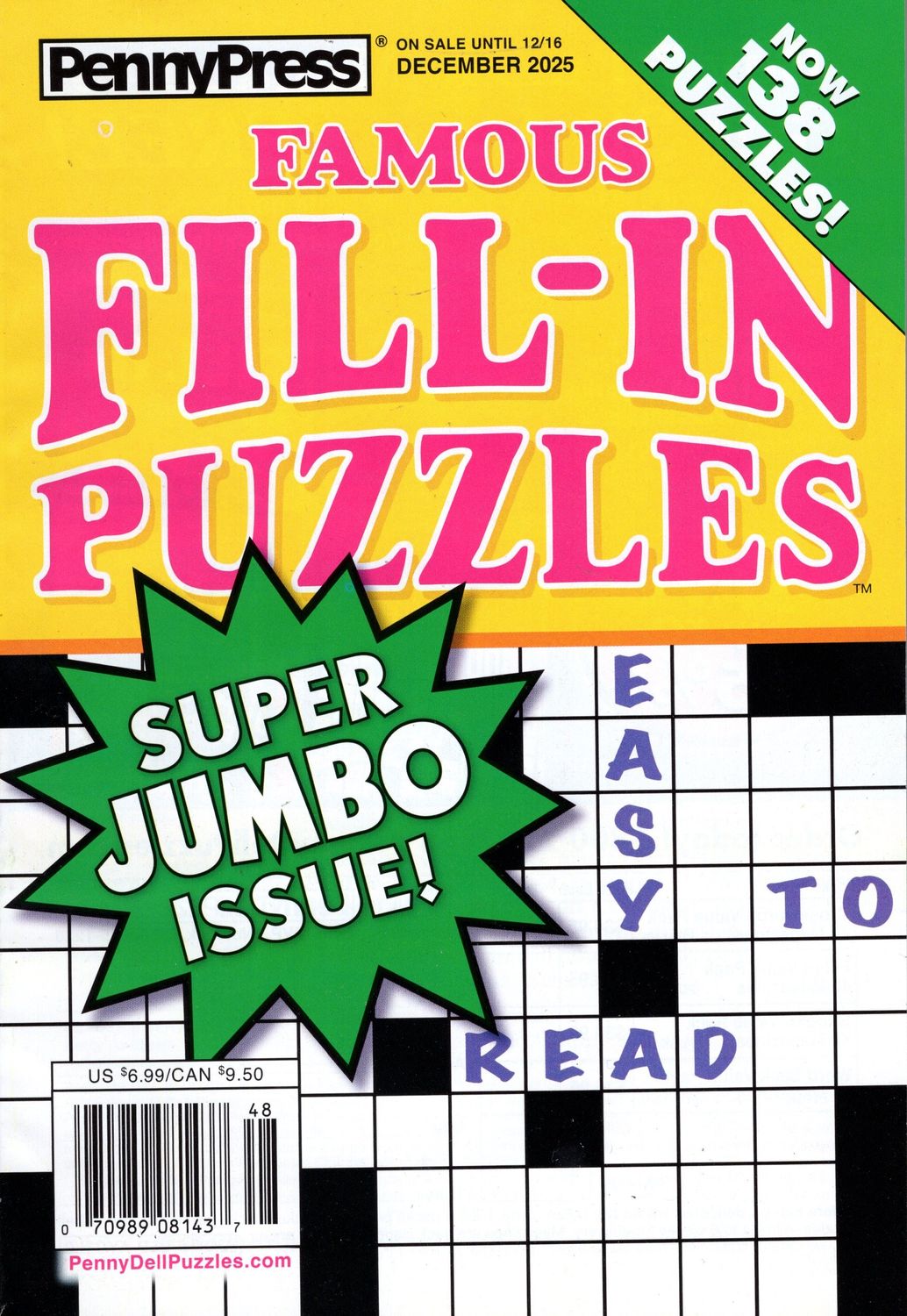 PennyPress Famous Fill-In Puzzles December 2025 | Puzzle Book Store
