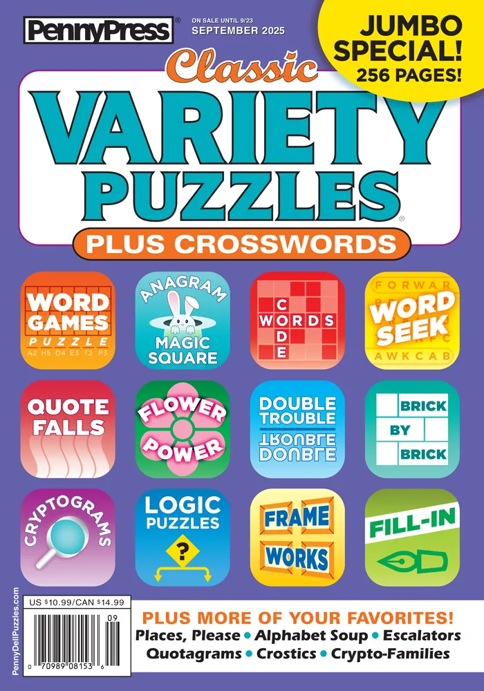 PennyPress Classic Variety Puzzles Plus Crosswords September 2025