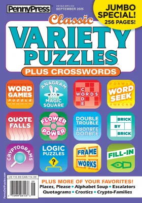 PennyPress Classic Variety Puzzles Plus Crosswords September 2025