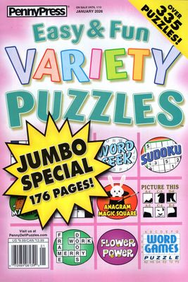 Easy & Fun Variety Puzzles January 2026 Easy & Fun Variety Puzzles January 2026