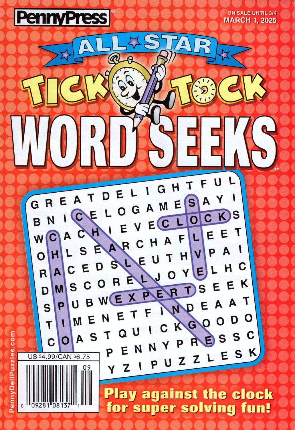 All-Star Tick Tock Word Seeks March 2025 - puzzle book store