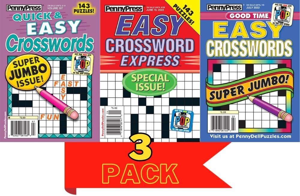 Puzzle Book Store - Lot (3) Penny Press Quick/Easy/Express Crosswords Puzzles Books