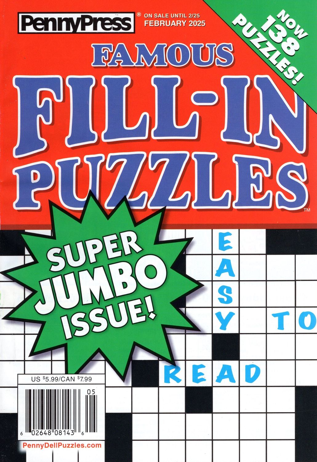 PennyPress Famous Fill-In Puzzles Famous 2025