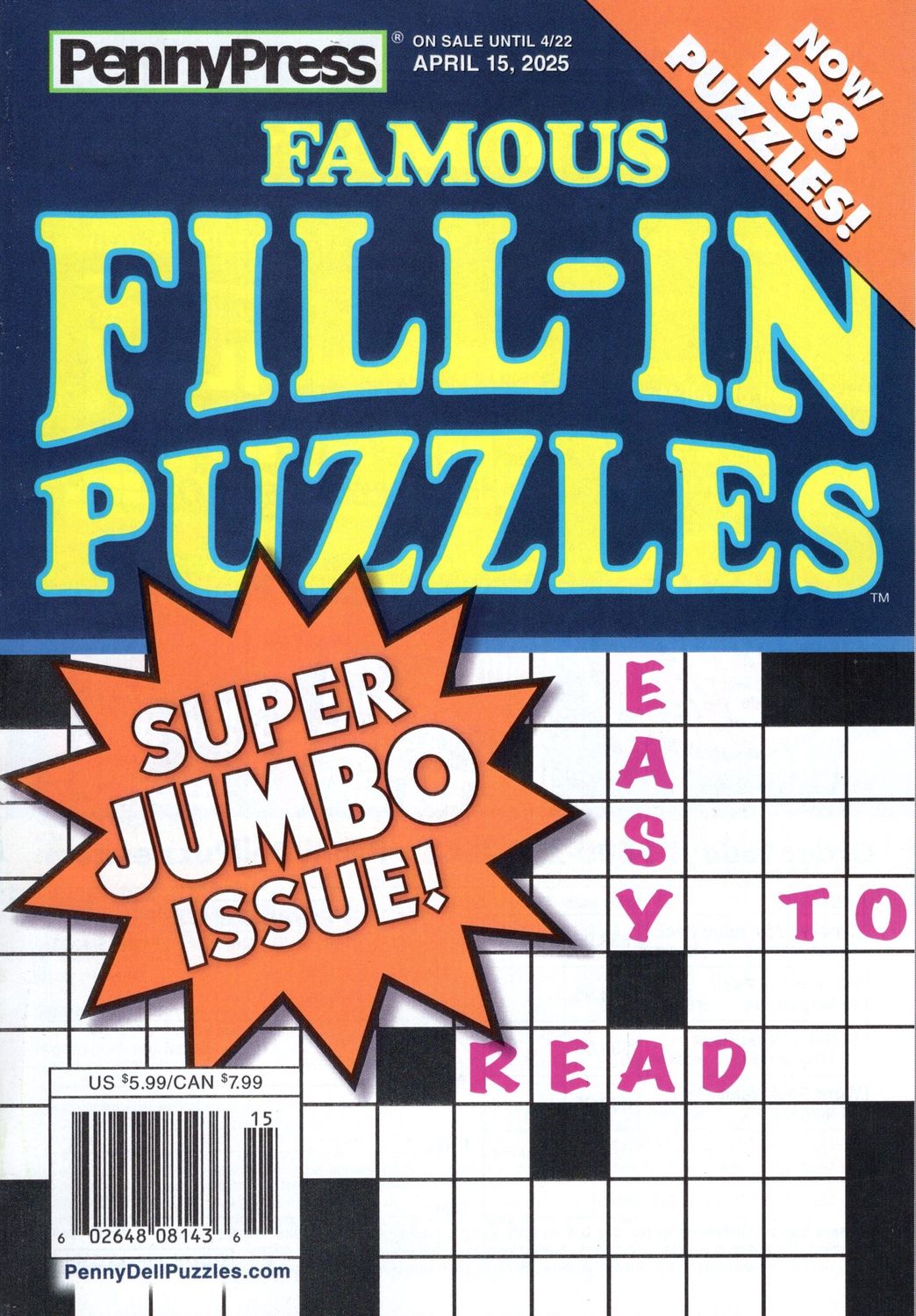 PennyPress Famous Fill-In Puzzles Famous April 2025