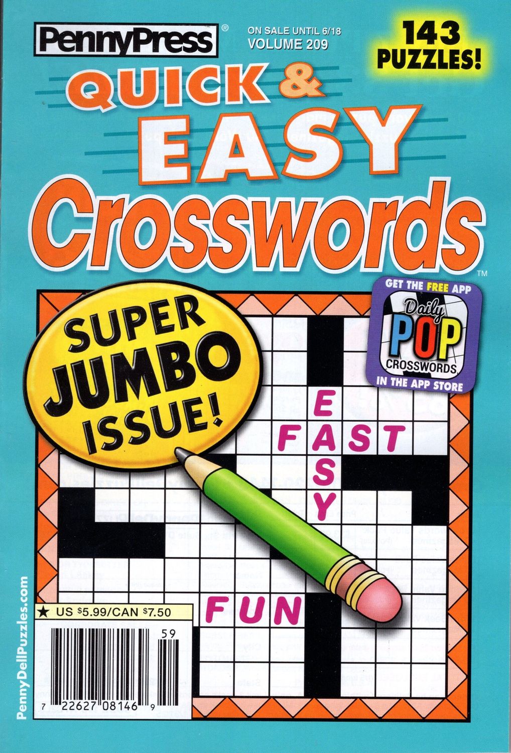 PennyPress Quick &amp; Easy Crosswords June 2024 (209)