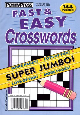 Fast &amp; Easy Crosswords January 2026 | Puzzle Book Store