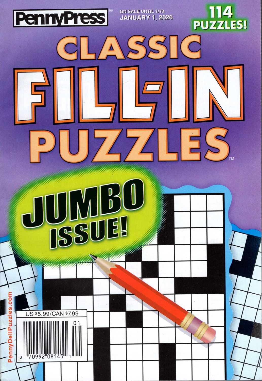PennyPress Classic Fill-In Puzzles January 2026