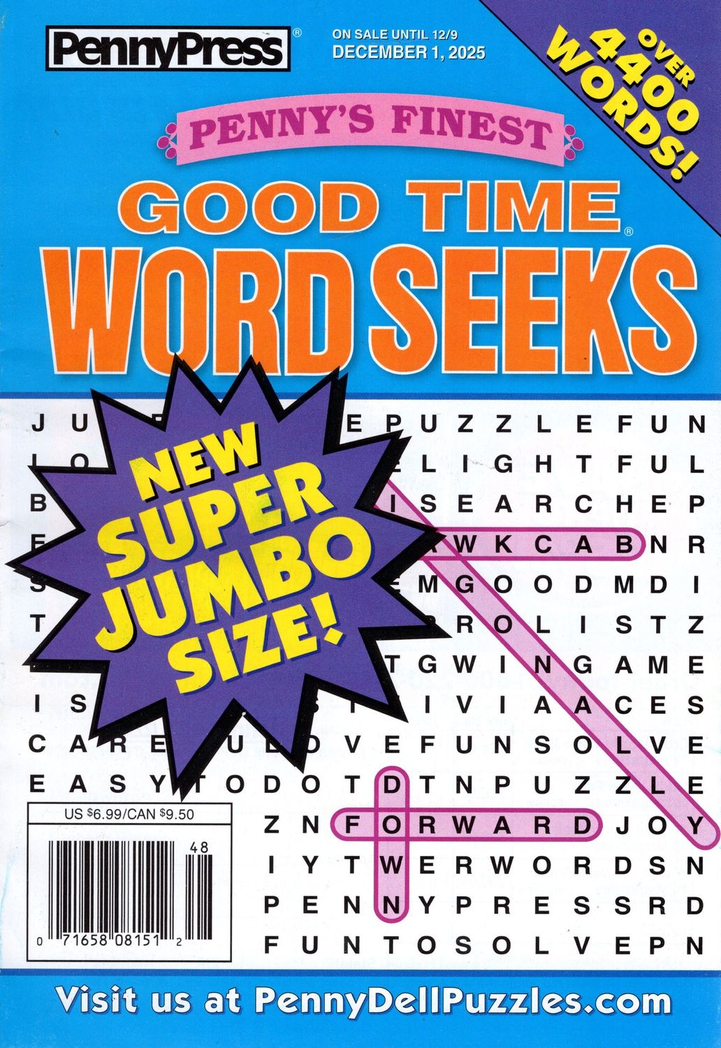 Penny’s Finest Good Time Word Seeks December 2025