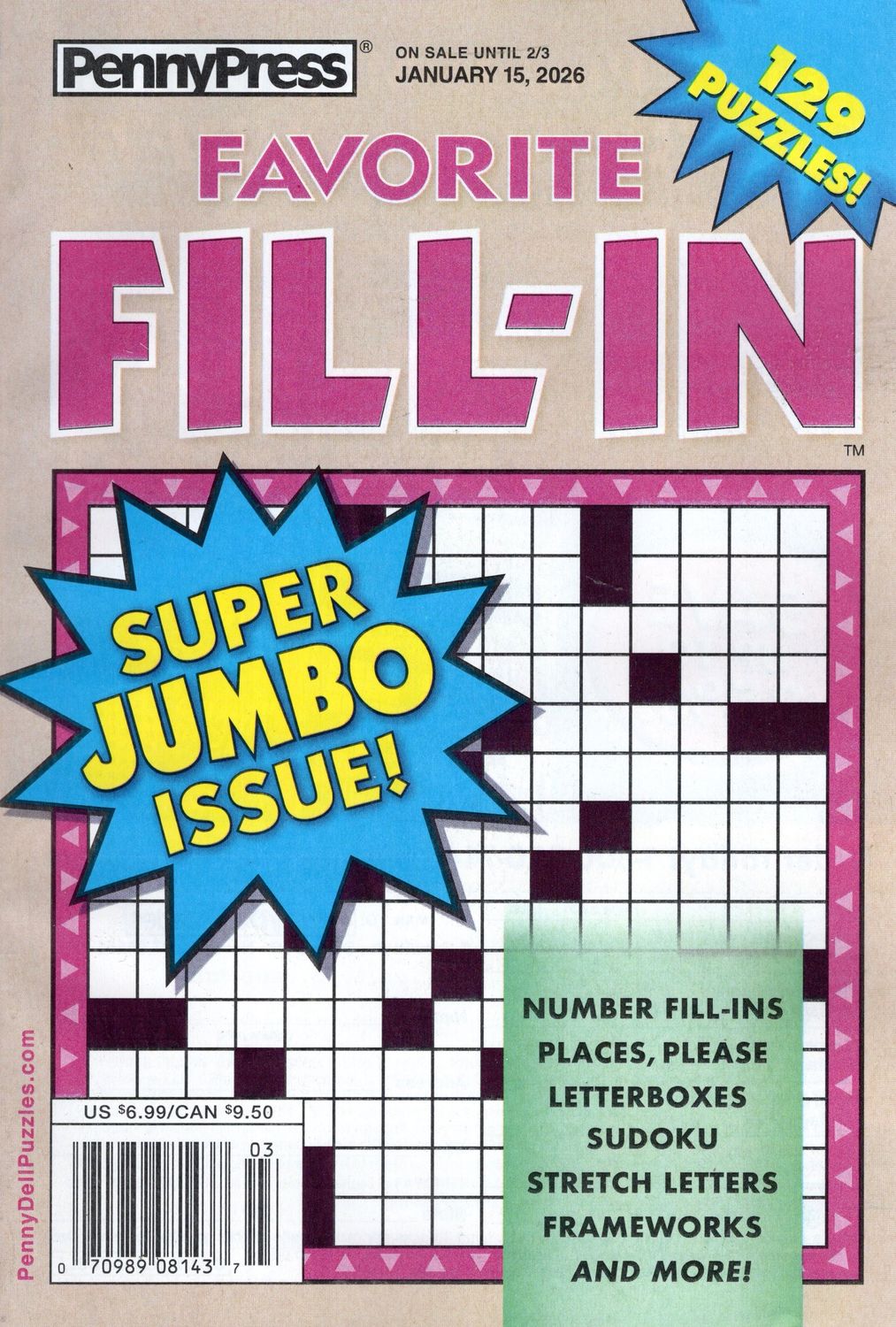 Favorite Fill-In Puzzles January 2026