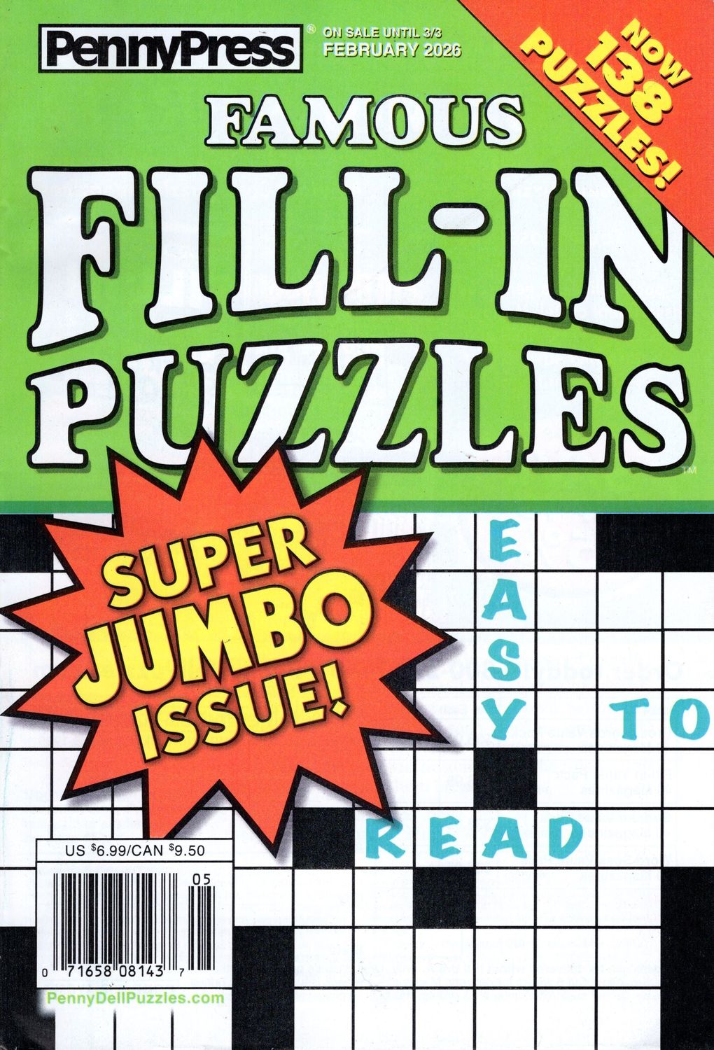 PennyPress Famous Fill-In Puzzles February 2026