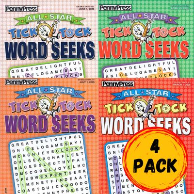 All-Star Tick Tock Word Seek Bundle – Pack of 4: With four unique puzzles included, the fun lasts longer