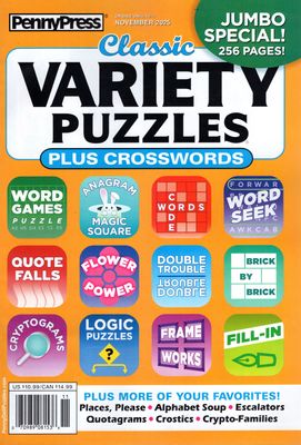 PennyPress Classic Variety Puzzles Plus Crosswords November 2025