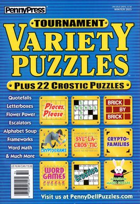 PennyPress Tournament Variety Puzzles Winter 2025