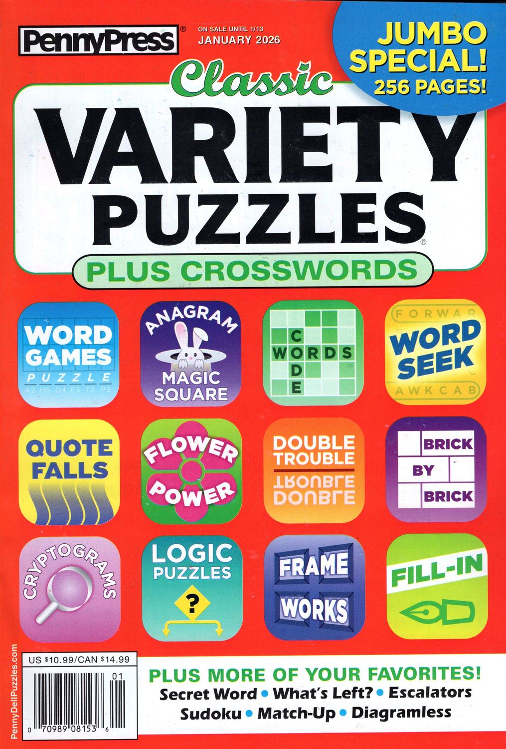PennyPress Classic Variety Puzzles Plus Crosswords January 2026