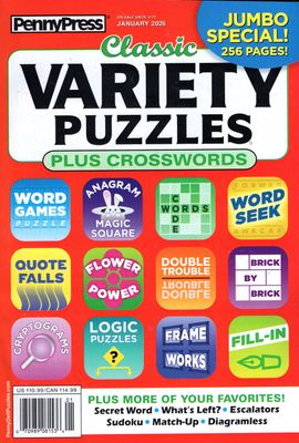 PennyPress Classic Variety Puzzles Plus Crosswords January 2026
