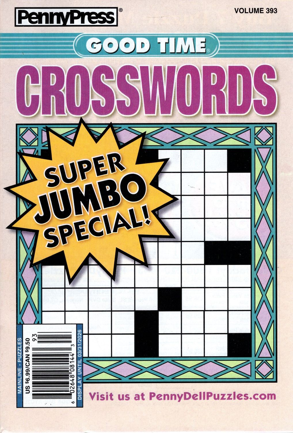 PennyPress Good Time Crosswords Puzzle Book (393) March 2026