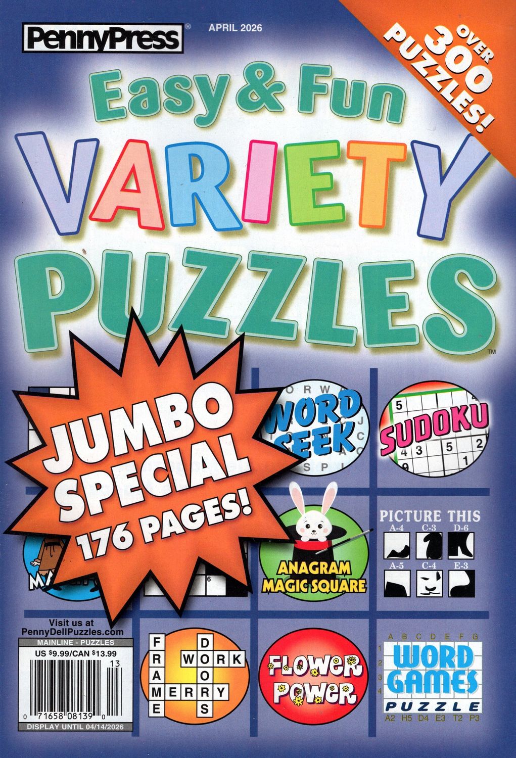 Easy &amp; Fun Variety Puzzles April 2026