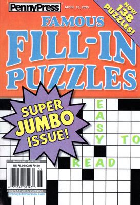 PennyPress Famous Fill-In Puzzles April 2026