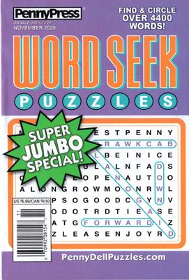 PennyPress Word Seek Puzzles November 2025